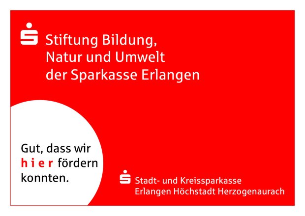 Logo der Sparkasse mit dem Hinweis über die Förderung der Stiftung Bildung, Natur und Umwelt der Sparkasse
